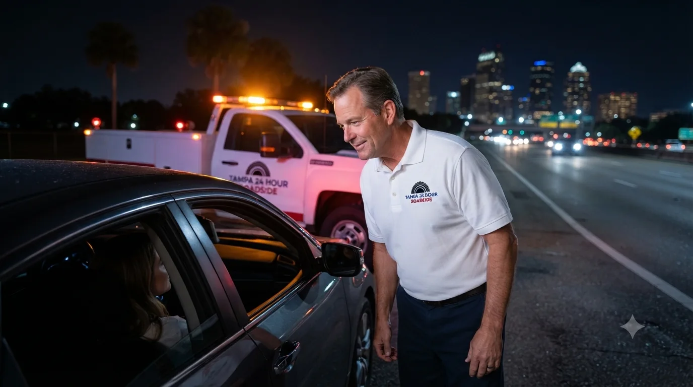 Tampa 24 Hour Roadside technician providing 24 hour roadside assistance in Tampa, FL